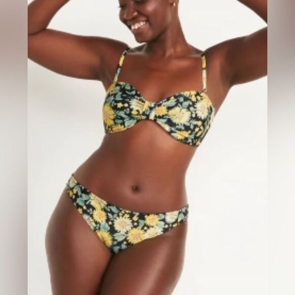 NWT Old Navy Plus Size Black Yellow Sunflower Bikini Swim Bottoms Size 3X/24-26 - Picture 3 of 10